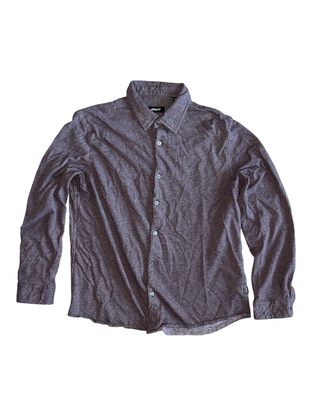DKNY Men's Long Sleeve Button-Up Shirt - Plum Size Large